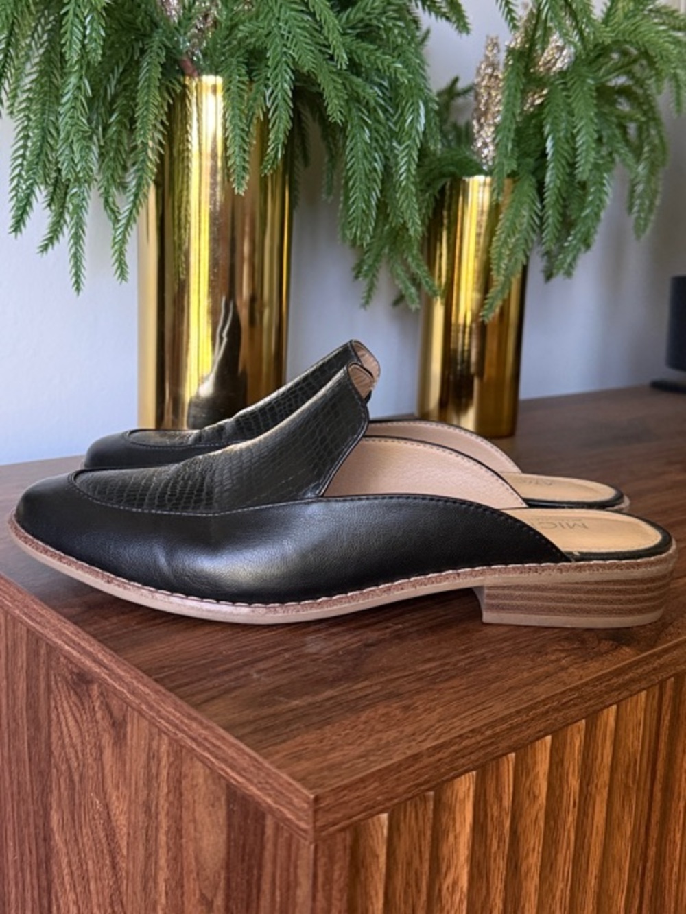 Michael Shannon Black Leather Mule Loafers